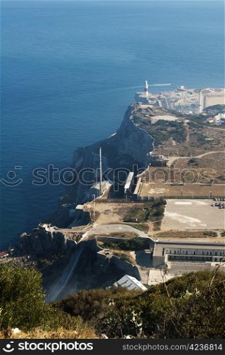 Gibraltar view from a high point. Sea and sky