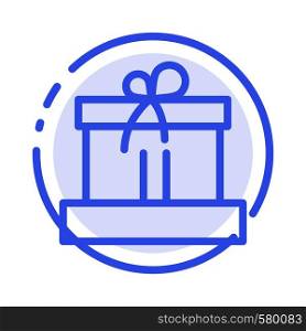 Gift, Box, Easter, Nature Blue Dotted Line Line Icon