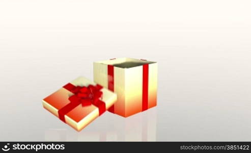 Gift box opening lid to present a virtual product, against white