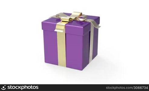 Gift box rotates on white background