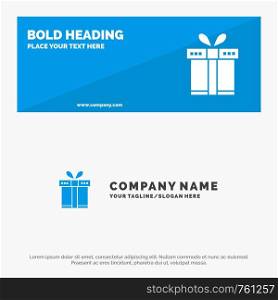 Gift, Box, Shopping, Ribbon SOlid Icon Website Banner and Business Logo Template