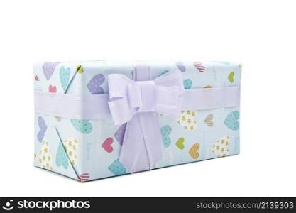 gift box with big bow ribbon isolated on white background. gift box