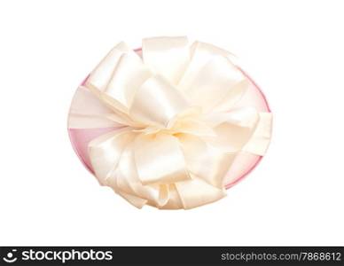 Gift box with ribbon bow isolated on white background