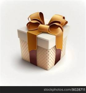 Gift box with ribbon isolated on white background . High quality 3d illustration. Gift box with ribbon isolated on white background 