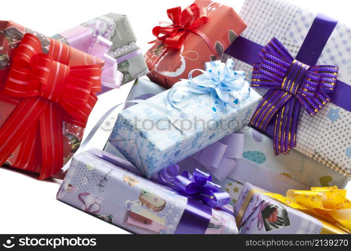 Gift boxes isolated on white background. Gift boxes background