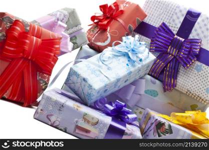 Gift boxes isolated on white background. Gift boxes background