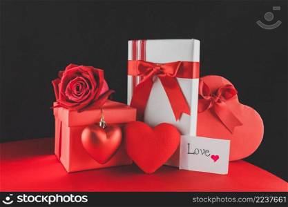 gift boxes with chocolates love note