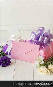 gift boxes with flowers envelope