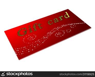 Gift card over white background. 3d rendered image