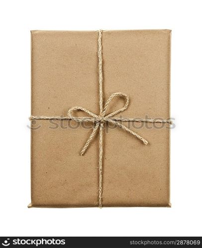 Gift in brown paper tied with string