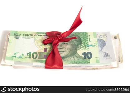 Gift of money isolated on white