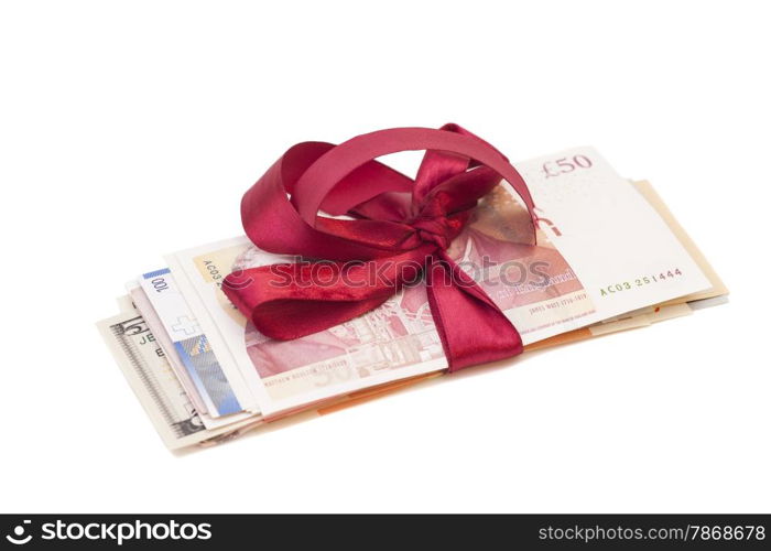 Gift of money isolated on white