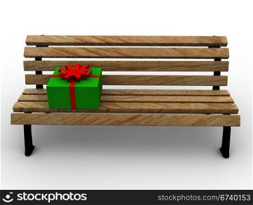 gift on bench. 3d