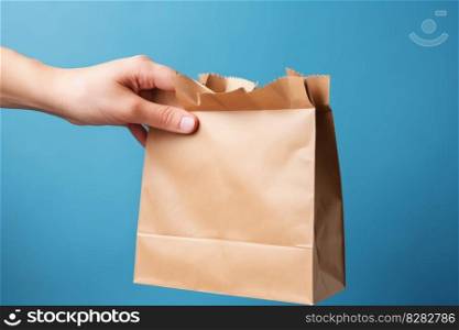 Gift paper bag. Craft food package. Generate Ai. Gift paper bag. Generate Ai