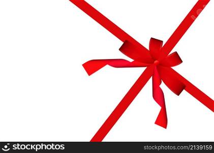Gift red ribbon and bow isolated on white background. Gift red ribbon and bow isolated on white