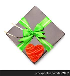 gift wrap and heart isolated on white background