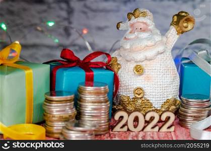 Gifts and money for the holiday. New Year?s card. Holiday New Year and Christmas 2022.. Gifts and money for the holiday. Holiday New Year and Christmas. New Year?s card.