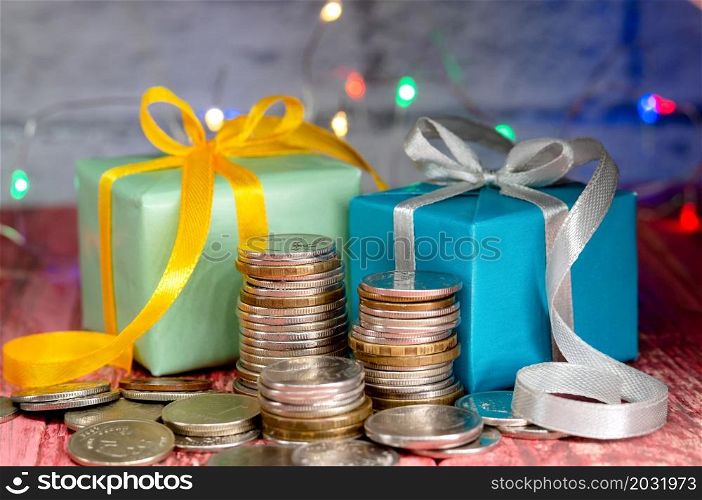 Gifts and money for the holiday. New Year?s card. Holiday New Year and Christmas.. Gifts and money for the holiday. Holiday New Year and Christmas. New Year?s card.