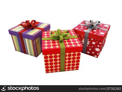 Gifts with ribbons isolated on a light background