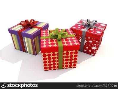 Gifts with ribbons on a light background