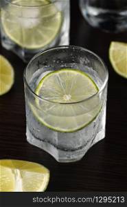 Gin and tonic with a slice of lime