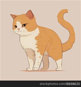 Ginger kitty in simple cute style, isolated on a light background. Vector illustration. Generative AI