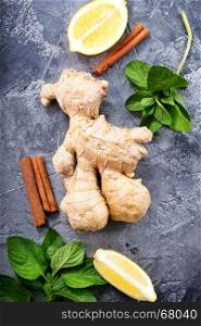 ginger on the wooden table, stock photo