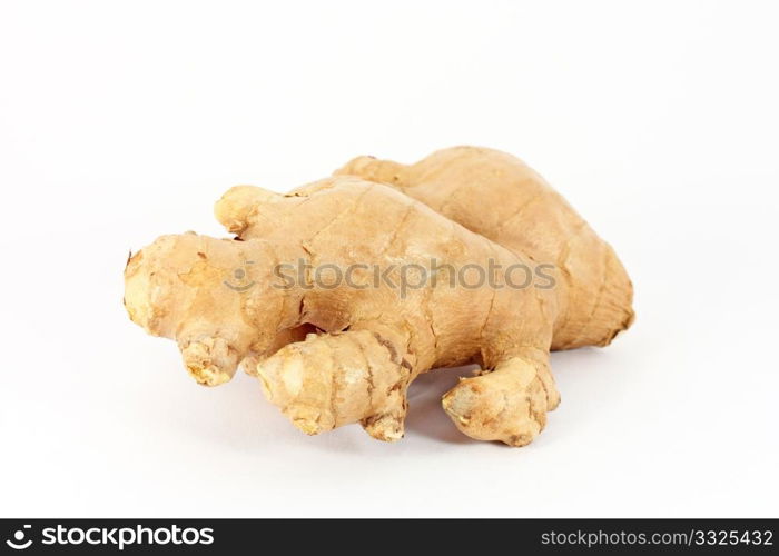 Ginger root closeup isolated on white background