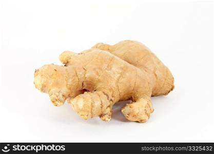 Ginger root closeup isolated on white background