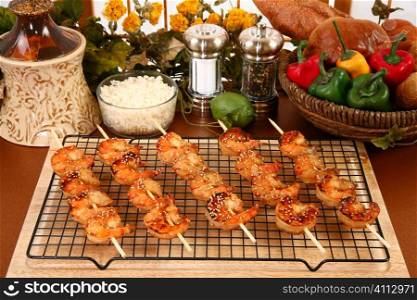 Ginger Teriyaki Shrimp Kebabs