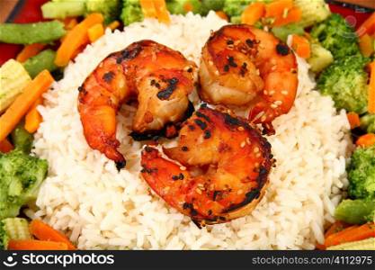 Ginger Teriyaki Shrimp with Rice and Veggies