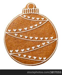 Gingerbread ball cookie for Christmas isolated on white background