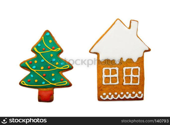 Gingerbread cookies on a white background