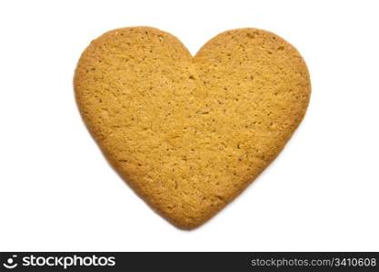 Gingerbread heart isolated on white background