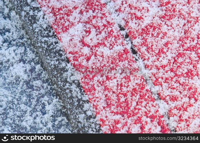 Gingerbread house in snow