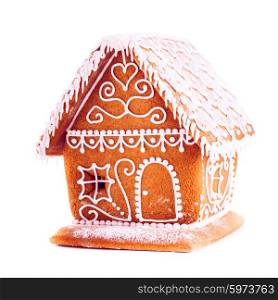 gingerbread house isolated on a white backgrond. gingerbread house isolated