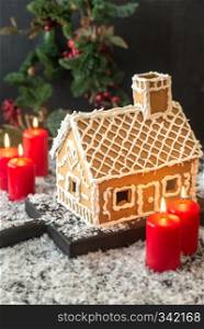 Gingerbread house with Christmas decoration