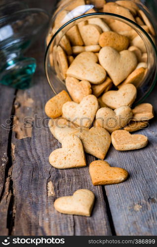 gingerbread in heart shape in a glass jar