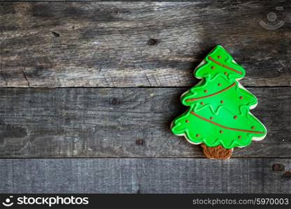 Gingerbread man on rustic background