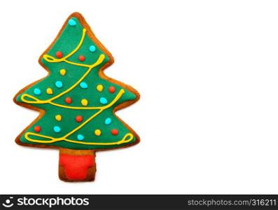 Gingerbread tree isolated on white background. Christmas cookie