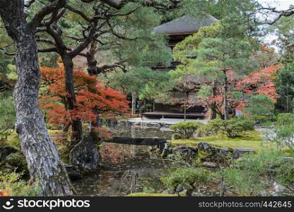Ginkakuji temple or Temple of the Silver Pavilion during autumn colors in kyoto, Japan
