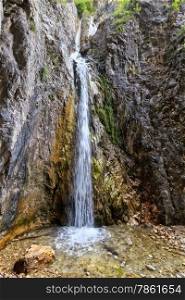 Giovannelli gorge with small waterfall in Mezzacorona, Trentino, Italy