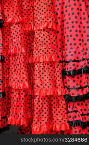 Gipsy red spots dress texture background typical from Andalusia Spain