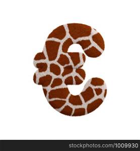 Giraffe euro currency sign - 3d Giraffe fur money symbol isolated on white background. This alphabet is perfect for creative illustrations related but not limited to Safari, Wildlife, Africa...