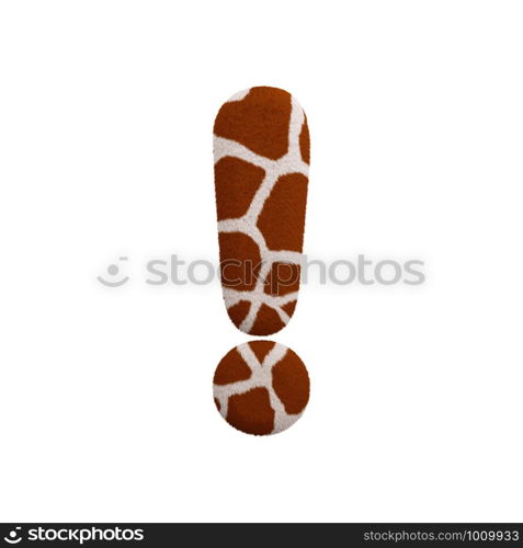 Giraffe exclamation point - 3d Giraffe fur symbol isolated on white background. This alphabet is perfect for creative illustrations related but not limited to Safari, Wildlife, Africa...