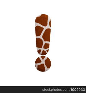 Giraffe exclamation point - 3d Giraffe fur symbol isolated on white background. This alphabet is perfect for creative illustrations related but not limited to Safari, Wildlife, Africa...