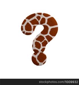 Giraffe interrogation point - 3d Giraffe fur symbol isolated on white background. this alphabet is perfect for creative illustrations related but not limited to Safari, Wildlife, Africa...