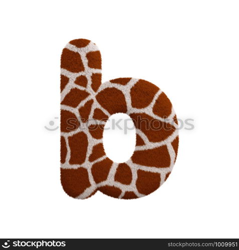 Giraffe letter B - Small 3d Giraffe fur font isolated on white background. This alphabet is perfect for creative illustrations related but not limited to Safari, Wildlife, Africa...