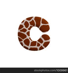 Giraffe letter C - Small 3d Giraffe fur font isolated on white background. This alphabet is perfect for creative illustrations related but not limited to Safari, Wildlife, Africa...