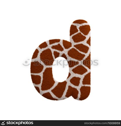 Giraffe letter D - Small 3d Giraffe fur font isolated on white background. This alphabet is perfect for creative illustrations related but not limited to Safari, Wildlife, Africa...